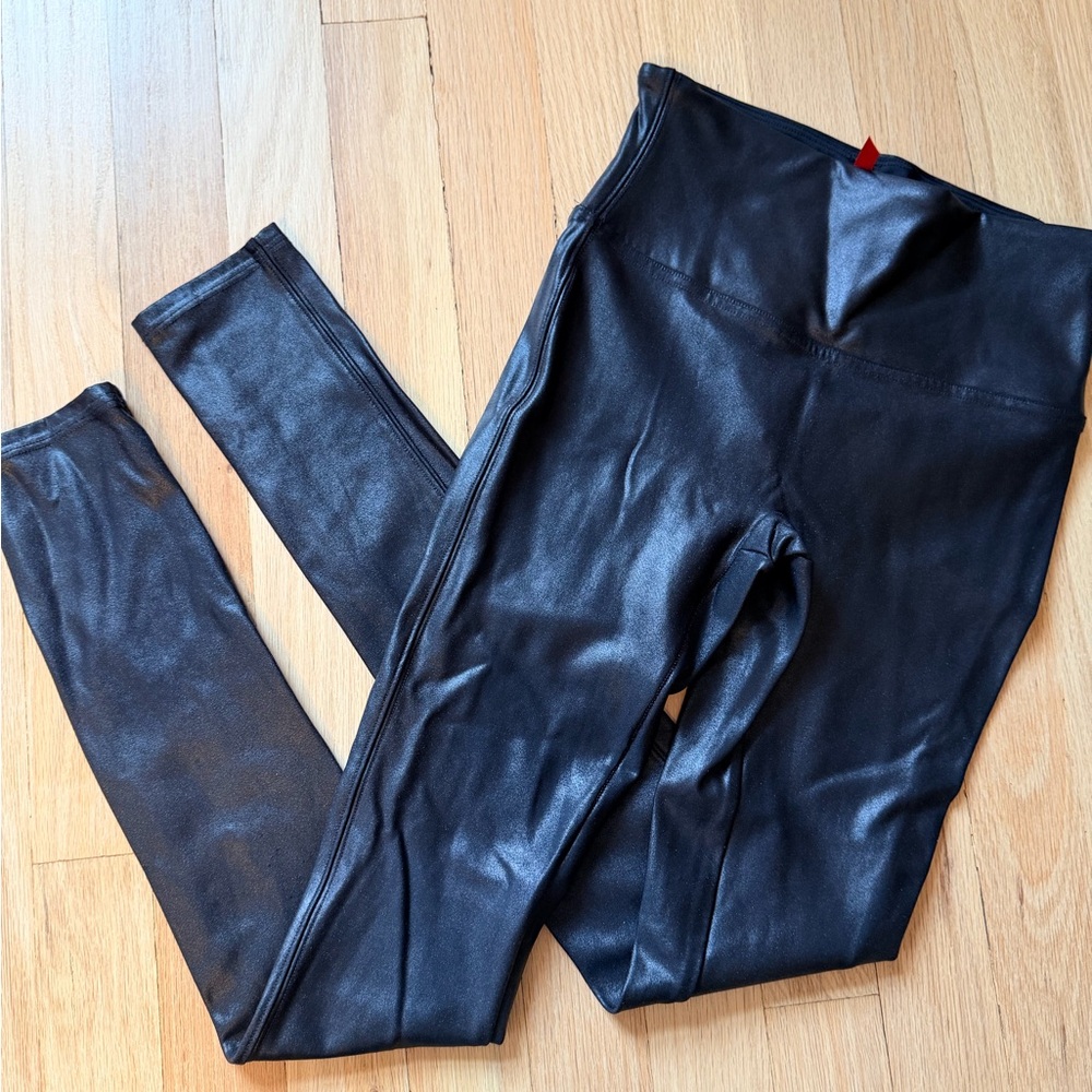 SPANX Black Faux Leather High-Waist Leggings